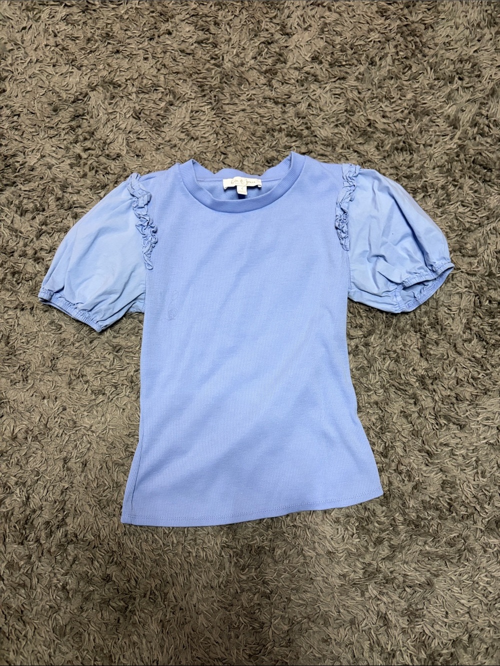 Girls Light Blue Puff Sleeve Top - Brand: